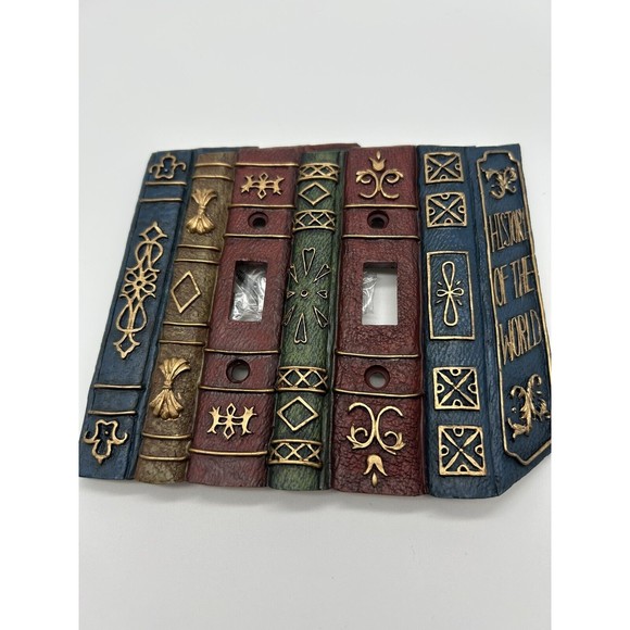 Books Double Switch Plate Cover Light Decorative Vintage Library Study Decor - Picture 3 of 5